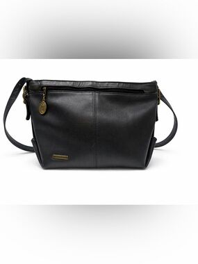 Stone Mountain Accessories Black Leather Crossbody Bag with Gold Hardware
